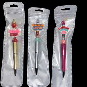 Gold, Silver & Pink Decorative Party Pens - Floral & Summer Designs